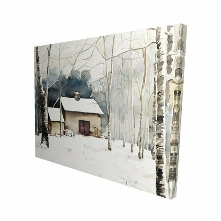 FONDO 16 x 20 in. Small Winter Barn-Print on Canvas FO2792177